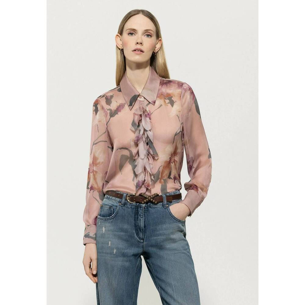 NEW LUISA CERANO button-down silk blouse in multi